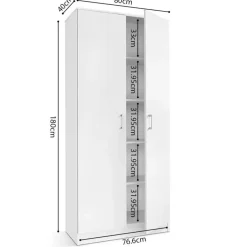 Rousseau Opbergkast Ray 80cm met 2 deuren en 4 legplanken - wit Outlet