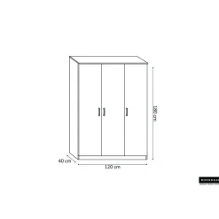 Rousseau Opbergkast Ray 120cm met 3 deuren en 4 legplanken - grijze eik Hot