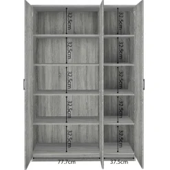 Rousseau Opbergkast Ray 120cm met 3 deuren en 4 legplanken - grijze eik Hot