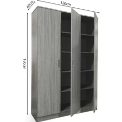 Rousseau Opbergkast Ray 120cm met 3 deuren en 4 legplanken - grijze eik Hot