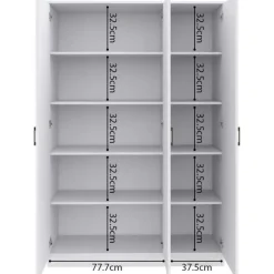 Rousseau Opbergkast Ray 120cm met 3 deuren en 4 legplanken -wit Outlet