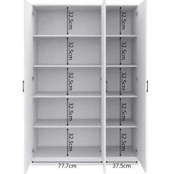 Rousseau Opbergkast Ray 120cm met 3 deuren en 4 legplanken -wit Outlet