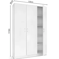 Rousseau Opbergkast Ray 120cm met 3 deuren en 4 legplanken -wit Outlet