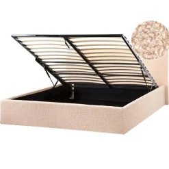 Beliani ORBEY - Bed met opbergruimte - Beige - 160 x 200 cm - Bouclé New