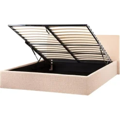 Beliani ORBEY - Bed met opbergruimte - Beige - 160 x 200 cm - Bouclé New