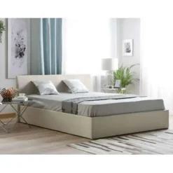Beliani ORBEY - Tweepersoonsbed - Beige - 160 x 200 cm - Polyester Outlet
