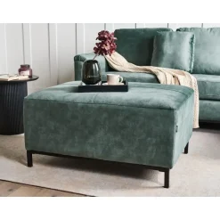 Leen Bakker OSLO - Ottomaan - Blauwgroen - Fluweel New