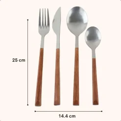 OTIX Bestekset 4 persoons RVS met Houtlook 16-delig Outlet