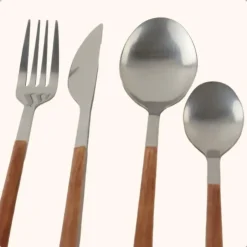OTIX Bestekset 4 persoons RVS met Houtlook 16-delig Outlet
