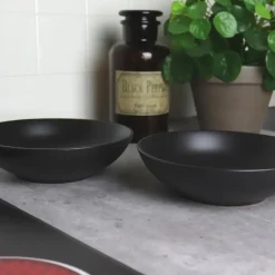 OTIX Bord 6 stuks Diep Soepborden Zwart Mat diameter 20,5cm Aardewerk IVY Hot