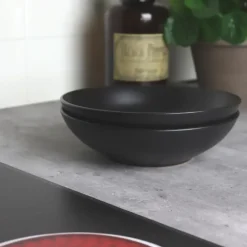 OTIX Bord 6 stuks Diep Soepborden Zwart Mat diameter 20,5cm Aardewerk IVY Hot