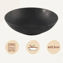 OTIX Bord 6 stuks Diep Soepborden Zwart Mat diameter 20,5cm Aardewerk IVY Hot