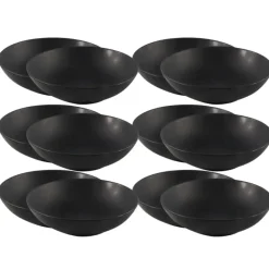 OTIX Bord 12 stuks Diep Soepborden Zwart Mat diameter 20,5cm Aardewerk IVY Outlet