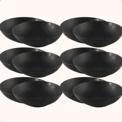 OTIX Bord 12 stuks Diep Soepborden Zwart Mat diameter 20,5cm Aardewerk IVY Outlet