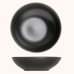OTIX Bord 12 stuks Diep Soepborden Zwart Mat diameter 20,5cm Aardewerk IVY Outlet