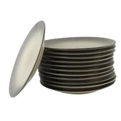 OTIX Dessert Ontbijt Bordenset 12 Persoons Zwart Taupe 21cm Keramiek TULIP Clearance