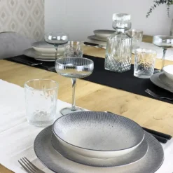 OTIX Dessert Ontbijt Bordenset 12 Persoons Zwart Taupe 21cm Keramiek TULIP Clearance