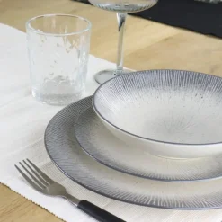 OTIX Dessert Ontbijt Bordenset 12 Persoons Zwart Taupe 21cm Keramiek TULIP Clearance