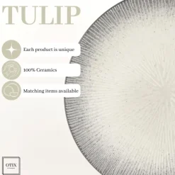 OTIX Dessert Ontbijt Bordenset 12 Persoons Zwart Taupe 21cm Keramiek TULIP Clearance