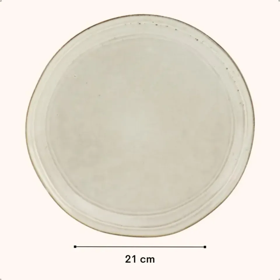 OTIX Dessert Ontbijt Bordenset 6 Persoons Beige 21cm Keramiek LILY Best