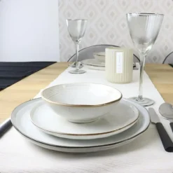 OTIX Dessert Ontbijt Bordenset 12 Persoons Beige 21cm Keramiek LILY Outlet