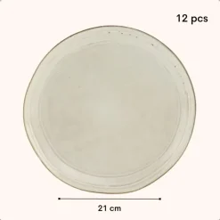 OTIX Dessert Ontbijt Bordenset 12 Persoons Beige 21cm Keramiek LILY Outlet
