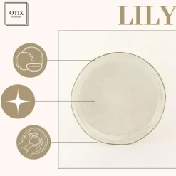 OTIX Dessert Ontbijt Bordenset 12 Persoons Beige 21cm Keramiek LILY Outlet
