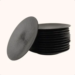 OTIX Dessert Ontbijt Bordenset 12 Persoons Zwart 21cm Keramiek POPPY Clearance