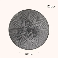 OTIX Dessert Ontbijt Bordenset 12 Persoons Zwart 21cm Keramiek POPPY Clearance