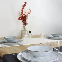 OTIX Dessert Ontbijt Bordenset 12 Persoons Blauw 21cm Keramiek BLUEBELL Sale