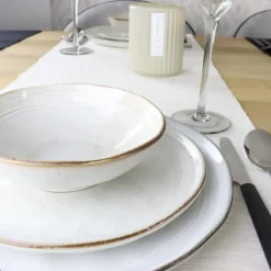 OTIX Diner Bordenset 12 Persoons Beige 26,5cm Keramiek LILY Clearance