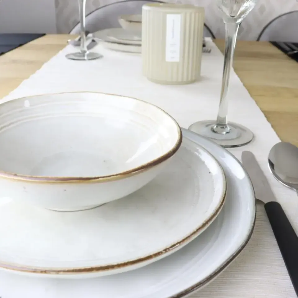 OTIX Diner Bordenset 12 Persoons Beige 26,5cm Keramiek LILY Clearance