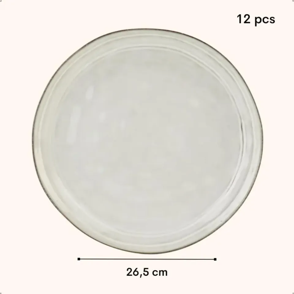 OTIX Diner Bordenset 12 Persoons Beige 26,5cm Keramiek LILY Clearance