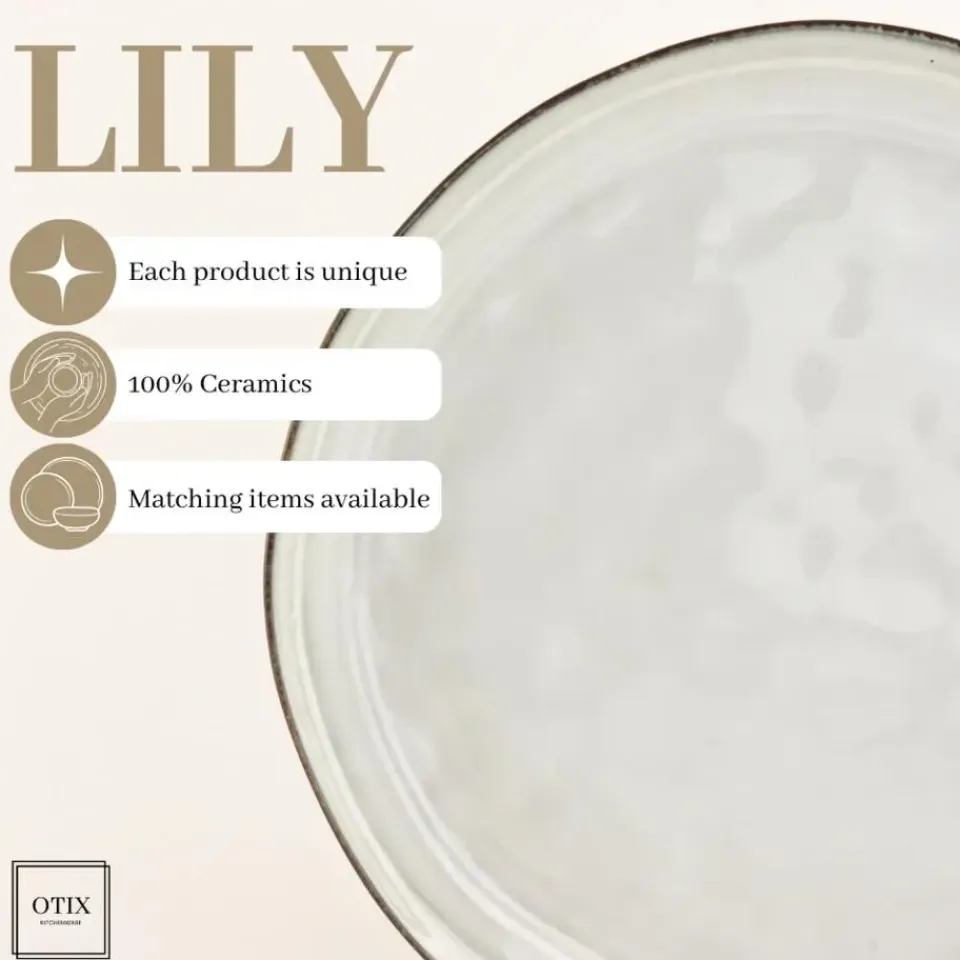 OTIX Diner Bordenset 12 Persoons Beige 26,5cm Keramiek LILY Clearance