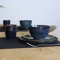 OTIX Dinerborden Bordenset 12 Persoons 26cm Blauw Aardewerk EBONY Outlet