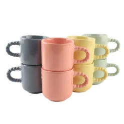 OTIX Espresso Kopjes Koffiekopjes Set van 8 Koffietassen 120 ml Aardewerk New