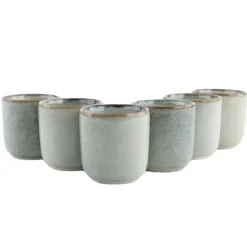 OTIX Espresso Kopjes Set van 6 Koffiekopjes 80ml Mokken Aardewerk BEECH New