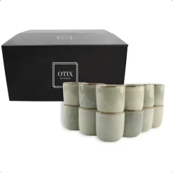 OTIX Espresso Kopjes Set van 12 Koffiekopjes 80ml Mokken Aardewerk Outlet