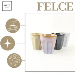 OTIX Koffie Kopjes 4 Stuks 250 ml Zonder Oor Koffietassen Porselein Hittebest...