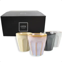 OTIX Koffie Kopjes 4 Stuks 250 ml Zonder Oor Koffietassen Porselein Hittebest...