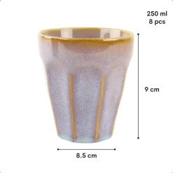 OTIX Koffie Kopjes 8 Stuks 250 ml Zonder Oor Koffietassen Porselein Hittebest... New