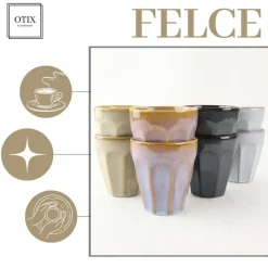 OTIX Koffie Kopjes 8 Stuks 250 ml Zonder Oor Koffietassen Porselein Hittebest... New