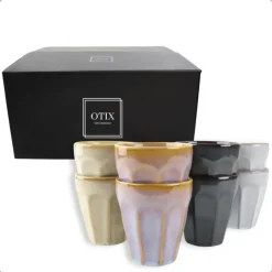OTIX Koffie Kopjes 8 Stuks 250 ml Zonder Oor Koffietassen Porselein Hittebest... New