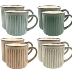 OTIX Koffiekopjes met Oor Set van 8 Koffietassen Aardewerk 200 ml MOSS Outlet