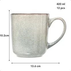 OTIX Koffiekopjes Met Oor Set van 12 Koffietassen Groot Theemok 420ML Hot