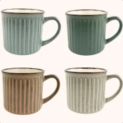 OTIX Koffiekopjes met Oor Koffietassen Set van 4 Aardewerk 250 ml MOSS Hot