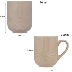 OTIX Koffiekopjes Set van 12 Kopjes Met Oor 300ml Zonder Oor 190ml Hot