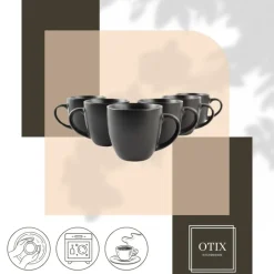 OTIX KoffieKopjes Set van 6 - Zwart