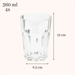 OTIX Limonadeglazen Waterglazen 4 Stuks 36 cl Transparant Glaswerk Stapelbaar Sale