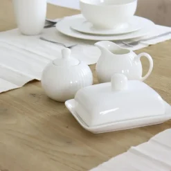 OTIX Melk en Suiker Set Melkkan Suikerpot met Oor Wit Porselein LUNA Clearance